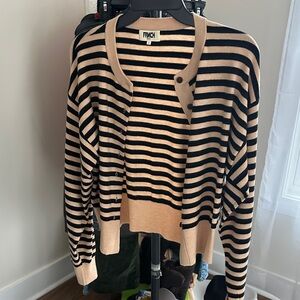 FRNCH Black and Tan Striped Cardigan